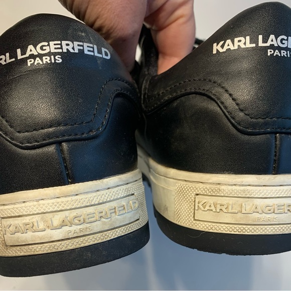 Karl Lagerfeld Genuine Leather Black Sneakers Paris - Picture 5 of 10
